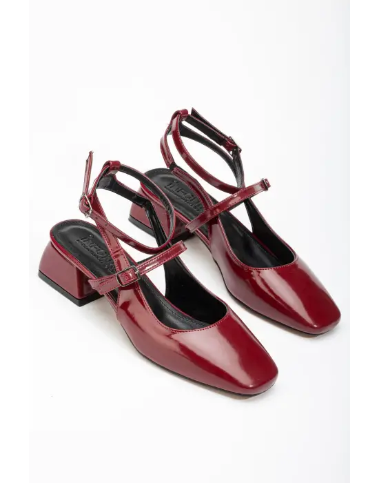 Bordo Rugan Günlük 4 Cm Topuklu Bayan Ayakkabı