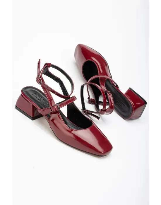 Bordo Rugan Günlük 4 Cm Topuklu Bayan Ayakkabı