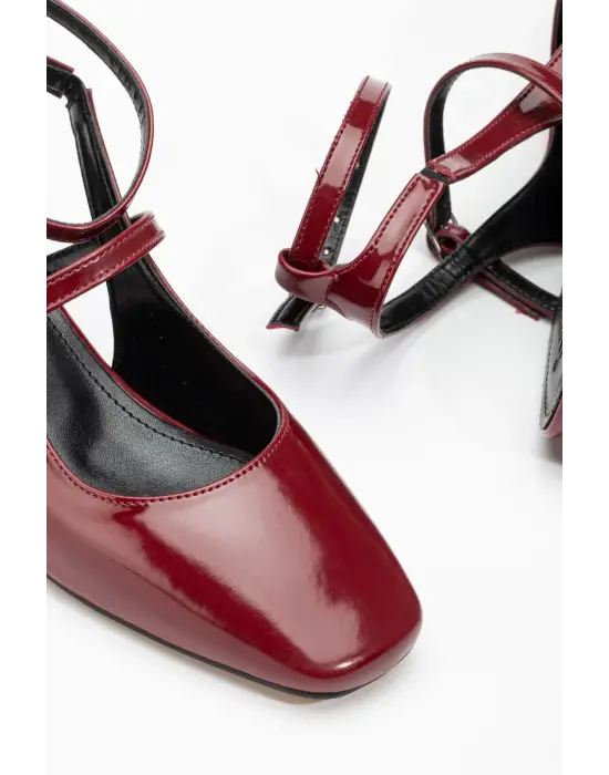 Bordo Rugan Günlük 4 Cm Topuklu Bayan Ayakkabı