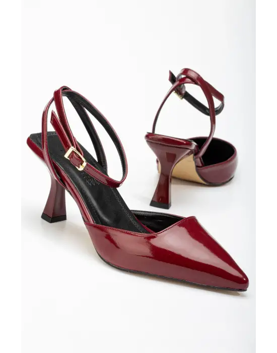 Bordo Rugan Günlük 7 Cm Topuklu Bayan Ayakkabı