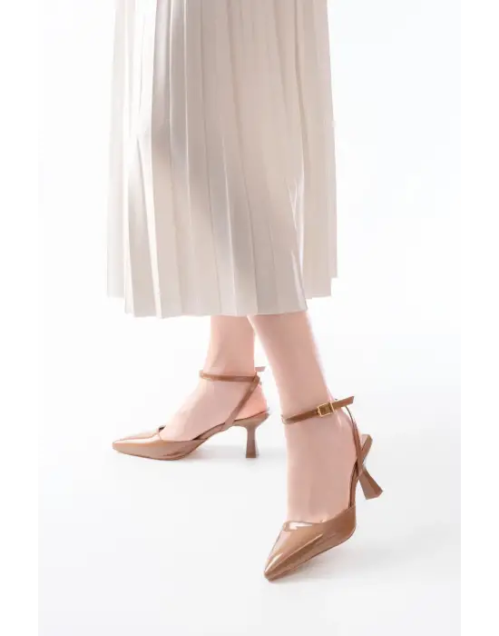 St-004 Vizon Rugan Günlük 7 Cm Topuklu Bayan Ayakkabı