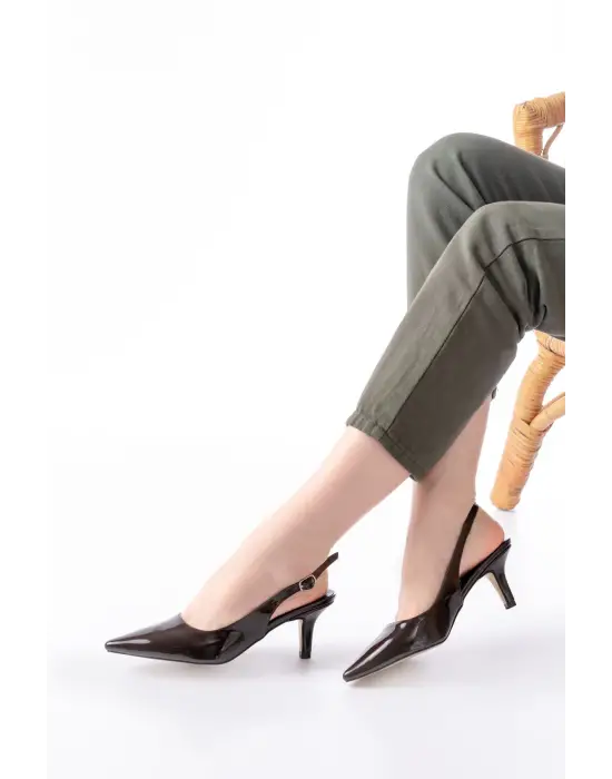 St-1152 Bebe Mavi Rugan Günlük 7 Cm Topuklu Kadın Ayakkabı