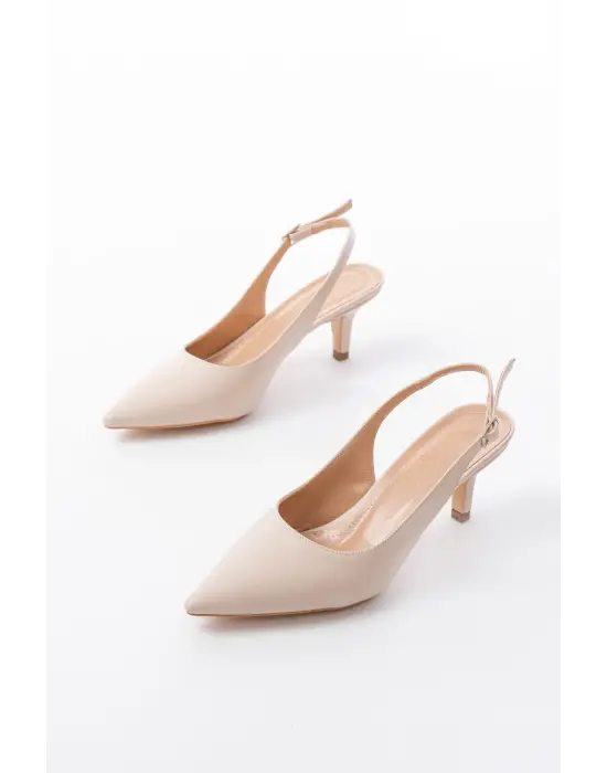ST-1152 Bej Günlük 7 cm Topuklu Kadın Ayakkabı