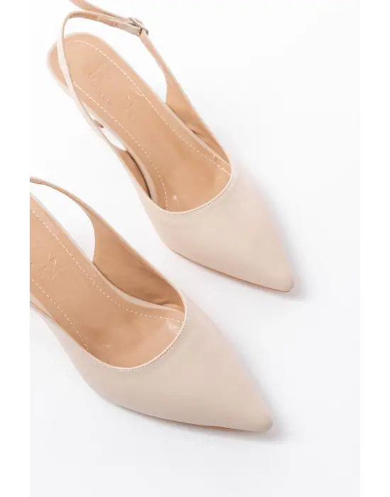 ST-1152 Bej Günlük 7 cm Topuklu Kadın Ayakkabı