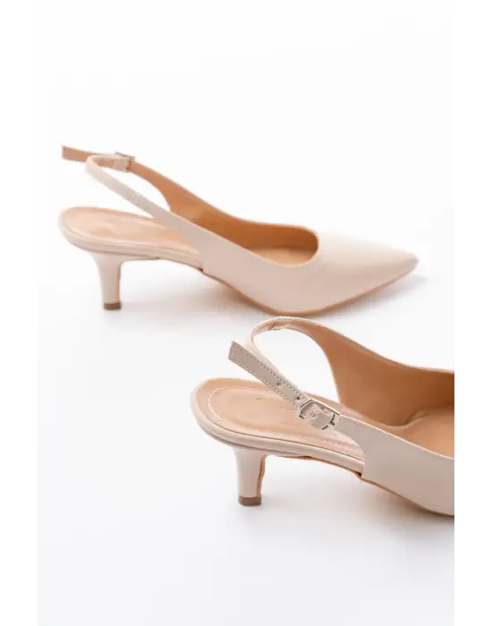 ST-1152 Bej Günlük 7 cm Topuklu Kadın Ayakkabı