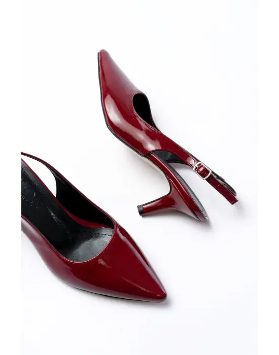 ST-1152 Bordo Rugan Günlük 7 cm Topuklu Kadın Ayakkabı