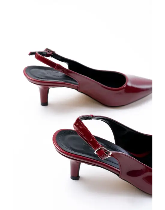 ST-1152 Bordo Rugan Günlük 7 cm Topuklu Kadın Ayakkabı