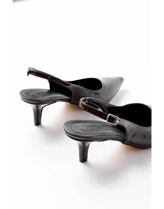 St-1152 Kahve Rugan Günlük 7 Cm Topuklu Kadın Ayakkabı