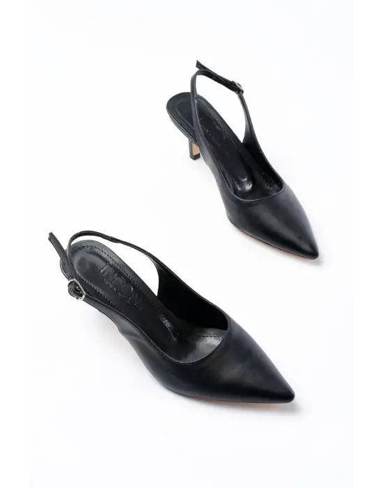 ST-1152 Siyah Günlük 7 cm Topuklu Kadın Ayakkabı