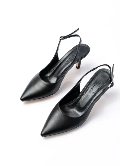 ST-1152 Siyah Günlük 7 cm Topuklu Kadın Ayakkabı