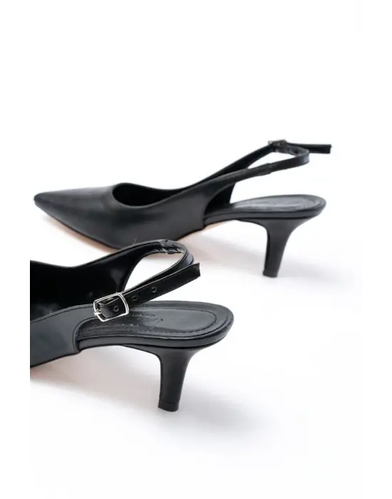 ST-1152 Siyah Günlük 7 cm Topuklu Kadın Ayakkabı