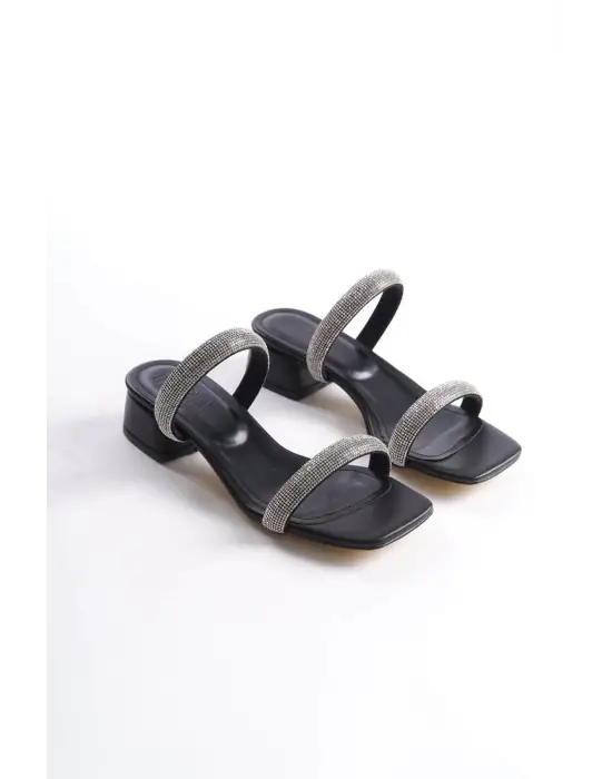 Stella Kalın Topuklu Siyah Kadın Terlik