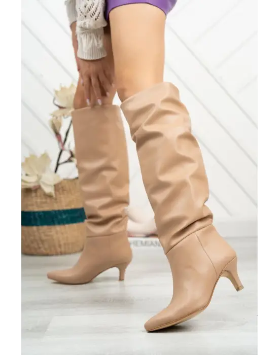 Nut Körüklü İnce Topuklu Günlük Kadın Çizme