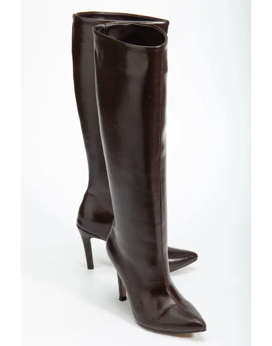 Syt-2004 Kahve Kırışık Rugan Günlük Bayan Çizme