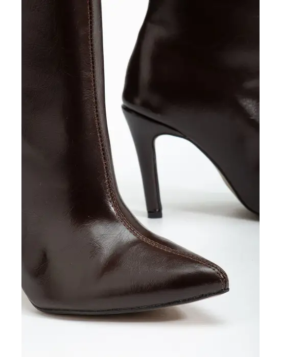 Syt-2004 Kahve Kırışık Rugan Günlük Bayan Çizme