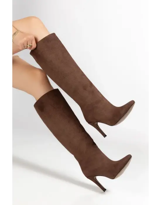 Syt-2004 Kahverengi Süet Günlük Bayan Çizme