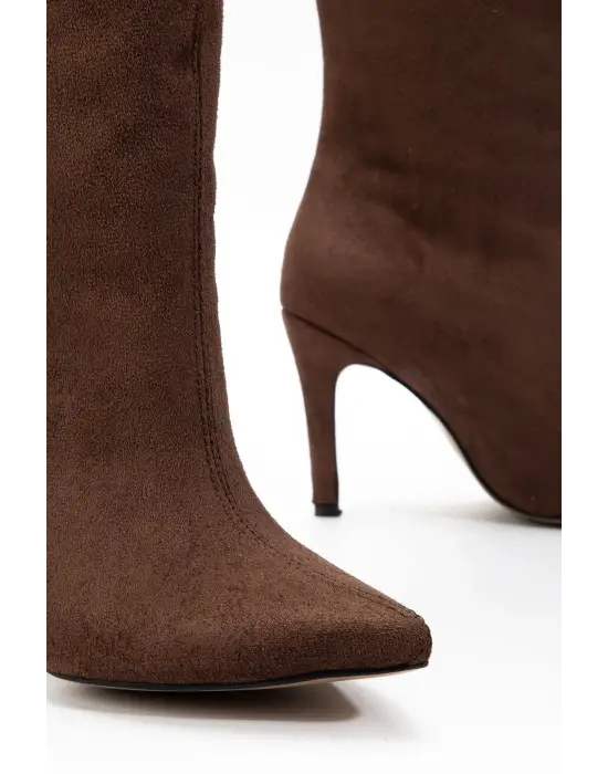 Syt-2004 Kahverengi Süet Günlük Bayan Çizme