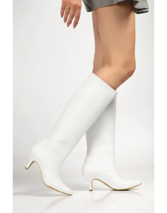 Syt-2025 Beyaz Cilt Günlük Kadın Çizme