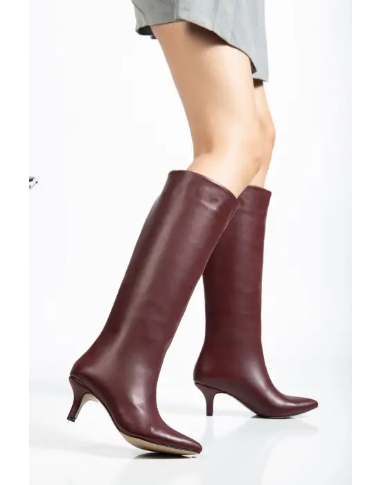 Syt-2025 Bordo Cilt  Günlük Kadın Çizme