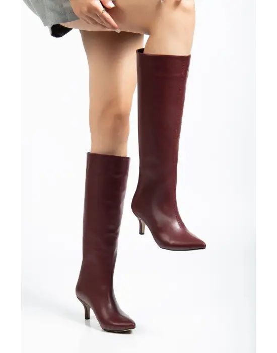 Syt-2025 Bordo Cilt  Günlük Kadın Çizme