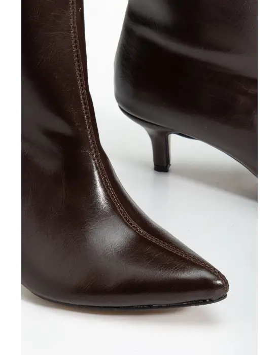 Syt-2025 Kahve Kırışık Rugan Günlük Kadın Çizme