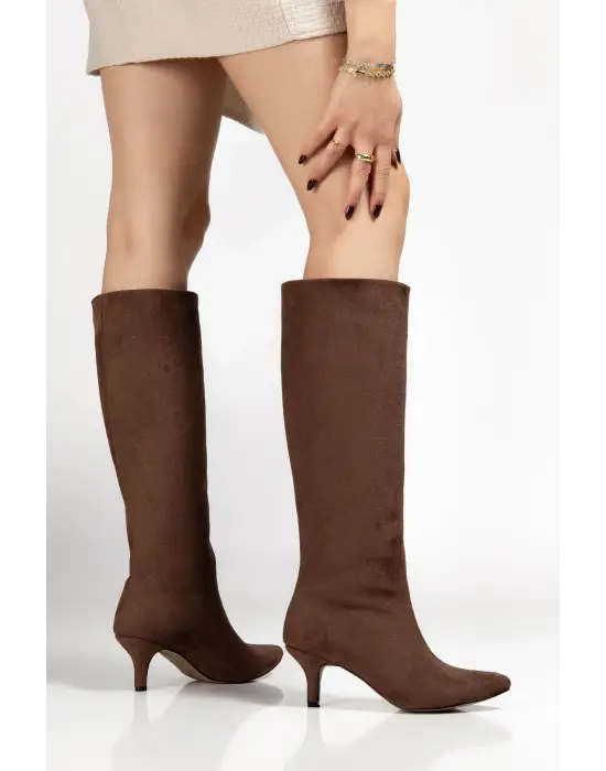 Syt-2025 Kahve Süet Günlük Kadın Çizme