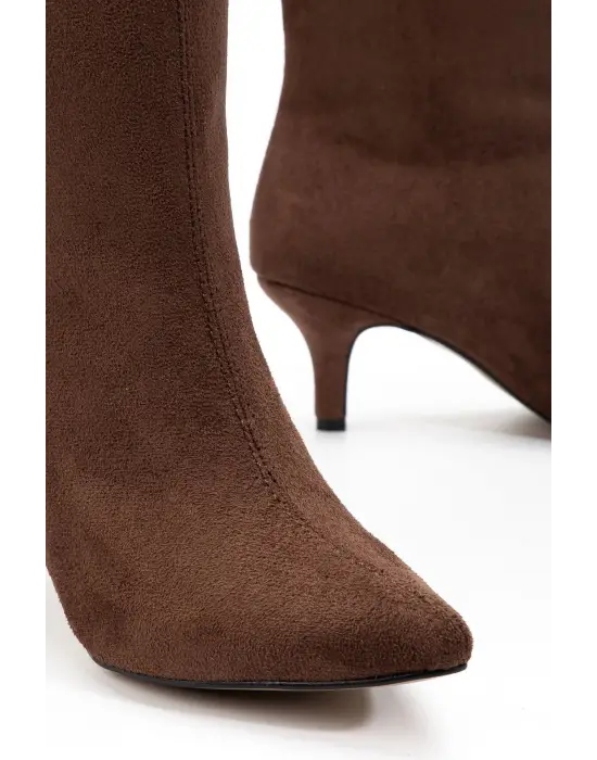 Syt-2025 Kahve Süet Günlük Kadın Çizme