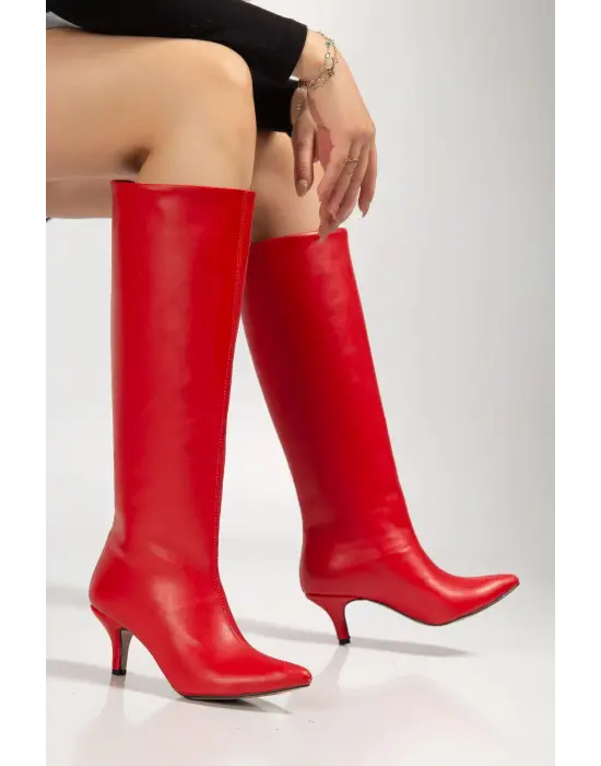 Syt-2025 Kırmızı Cilt Günlük Kadın Çizme