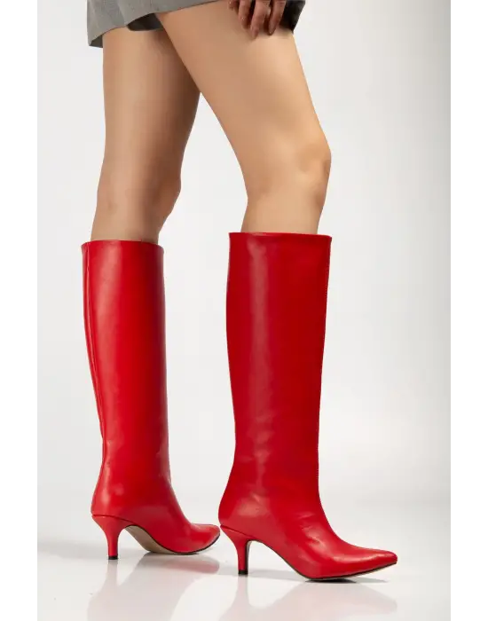 Syt-2025 Kırmızı Cilt Günlük Kadın Çizme