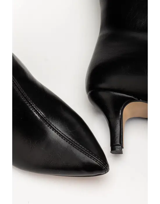 Syt-2025 Siyah Kırışık Rugan Günlük Kadın Çizme