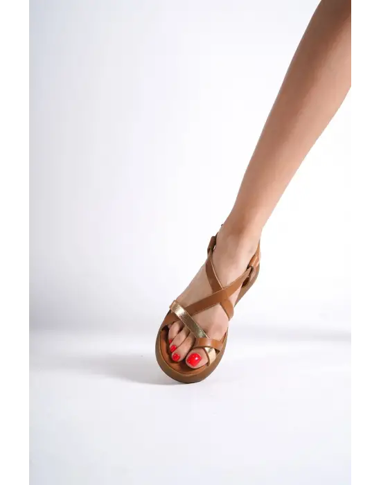 Taba Altın Detaylı Hakiki Deri Sandalet TR31MY59D