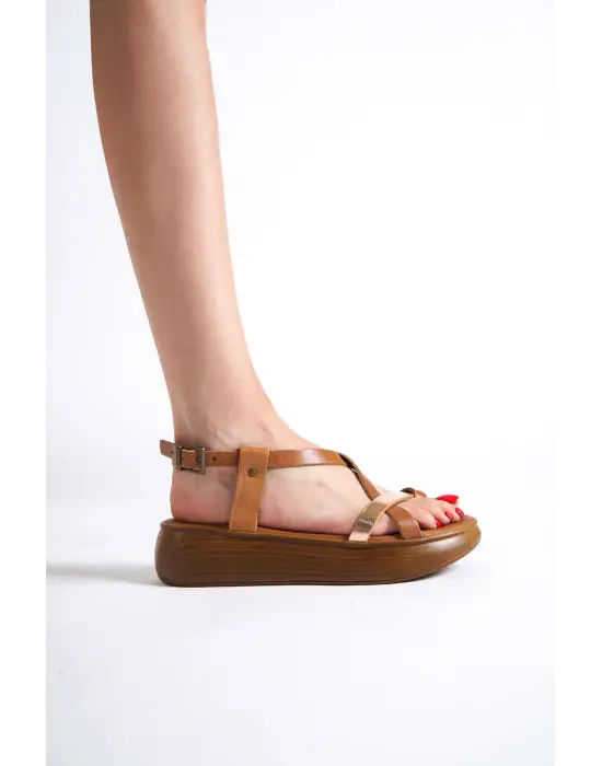 Taba Altın Detaylı Hakiki Deri Sandalet TR31MY59D