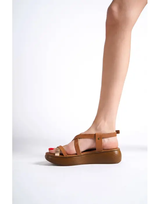 Taba Altın Detaylı Hakiki Deri Sandalet TR31MY59D