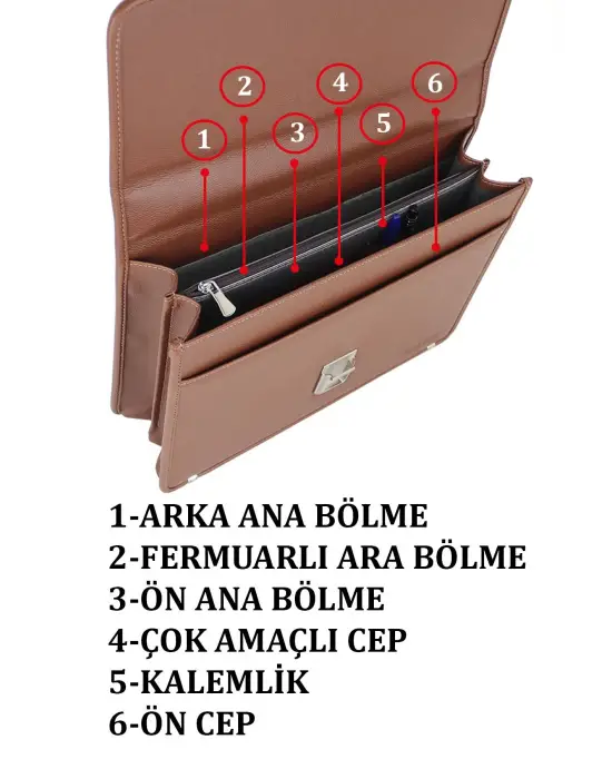 Taba Vintage Klasik Tarz A4 Kağıt Uyumlu Evrak Çantası