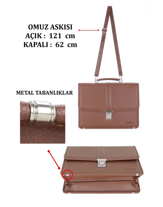 Taba Vintage Klasik Tarz A4 Kağıt Uyumlu Evrak Çantası