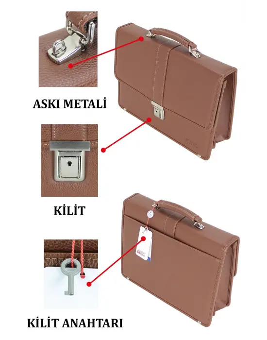 Taba Vintage Klasik Tarz A4 Kağıt Uyumlu Evrak Çantası