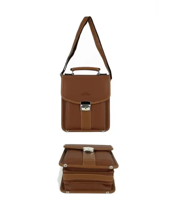 Taba Vintage Tarz Erkek Suni Deri Omuz ve El Çantası