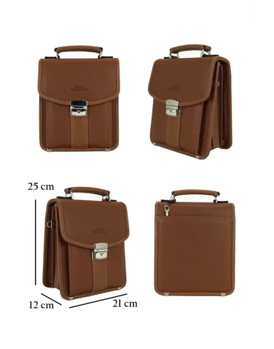 Taba Vintage Tarz Erkek Suni Deri Omuz ve El Çantası