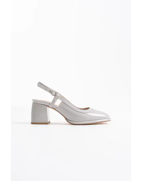 Taila Gri Rugan Kadın Topuklu Ayakkabı