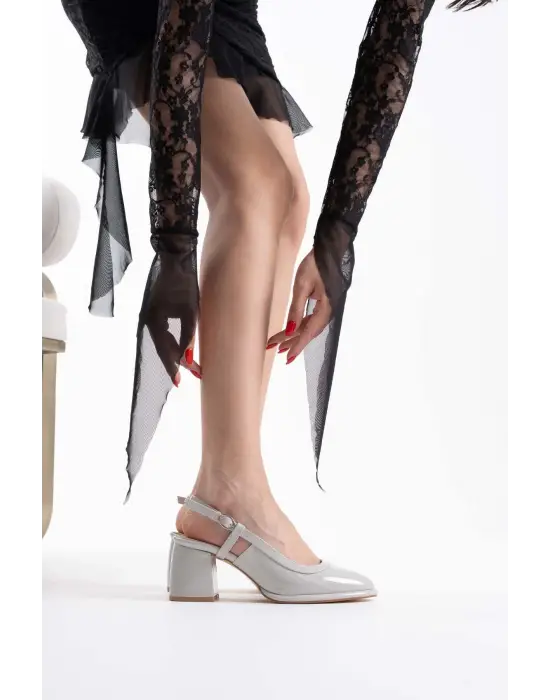 Taila Gri Rugan Kadın Topuklu Ayakkabı