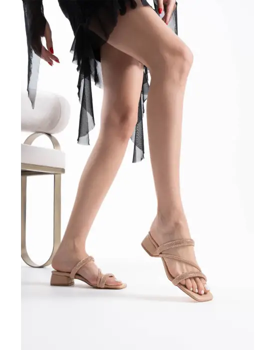 Tanya Nude Kadın Taşlı Terlik