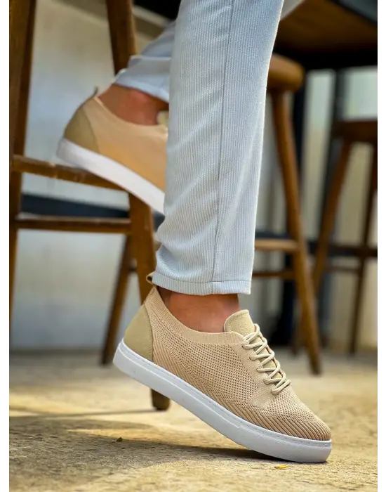 Tb-101 Terzi Bey Bej Triko Bağcıklı Günlük Erkek Ayakkabı