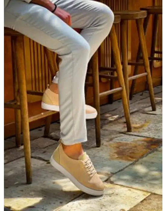 Tb-101 Terzi Bey Bej Triko Bağcıklı Günlük Erkek Ayakkabı