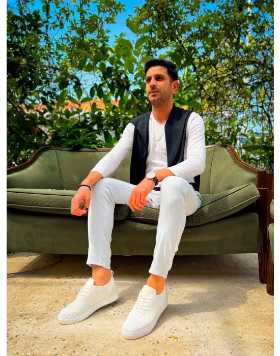 Tb-101 Terzi Bey Beyaz Triko Bağcıklı Günlük Erkek Ayakkabı