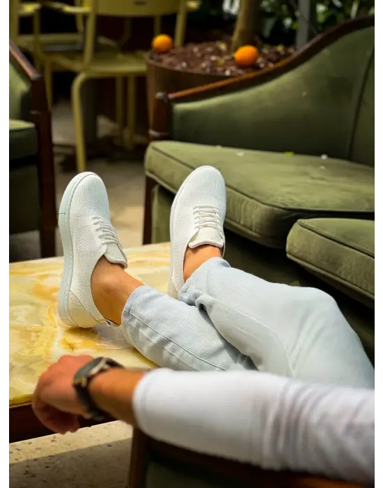 Tb-101 Terzi Bey Beyaz Triko Bağcıklı Günlük Erkek Ayakkabı