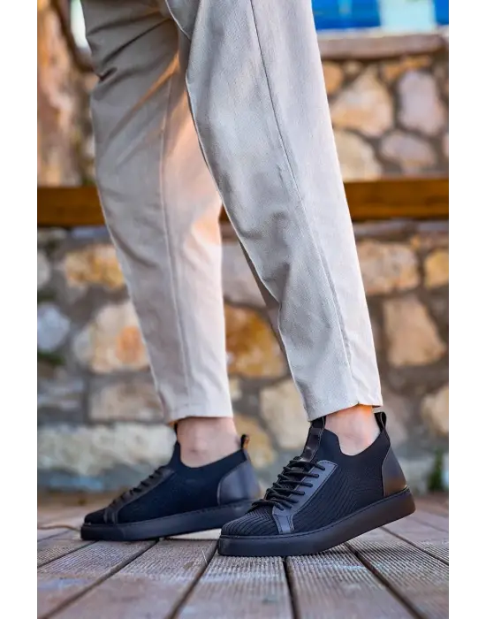 Tb-112  Terzi Bey Siyah Siyah Tabantriko Bağcıklı  Günlük Erkek  Ayakkabı