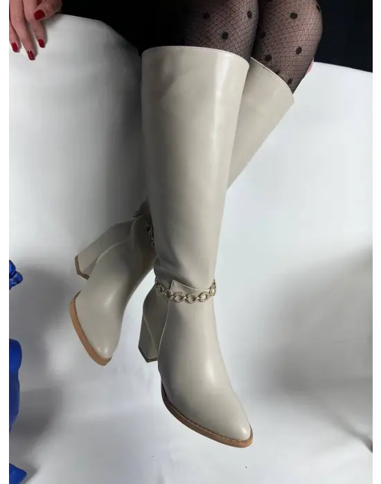 Tb-505 Terzi Bey Bej Günlük Kadın Çizme