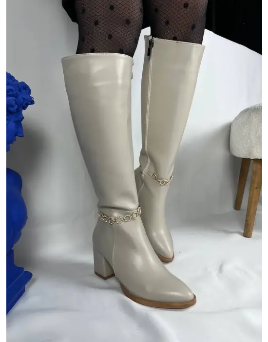 Tb-505 Terzi Bey Bej Günlük Kadın Çizme