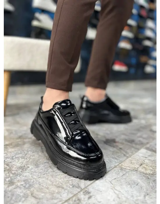 Tb-703 Terzi Bey Kömür Rugan Lastikli Günlük Erkek Ayakkabı