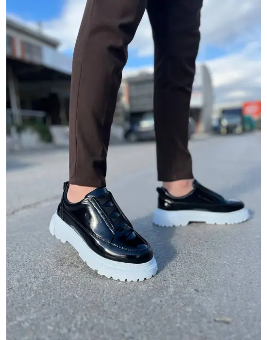 Tb-703 Terzi Bey Siyah Rugan Lastikli Günlük Erkek Ayakkabı